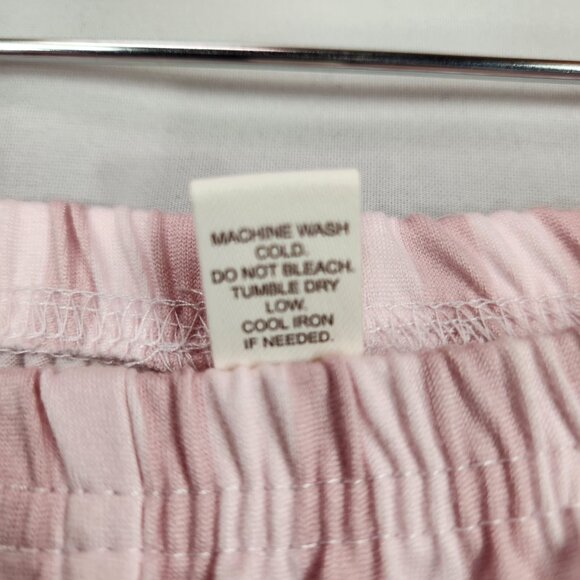 Laura Ashley Pink Stripe Knit Pajamas SZ M Button Front Contrasting Trim - Picture 14 of 14